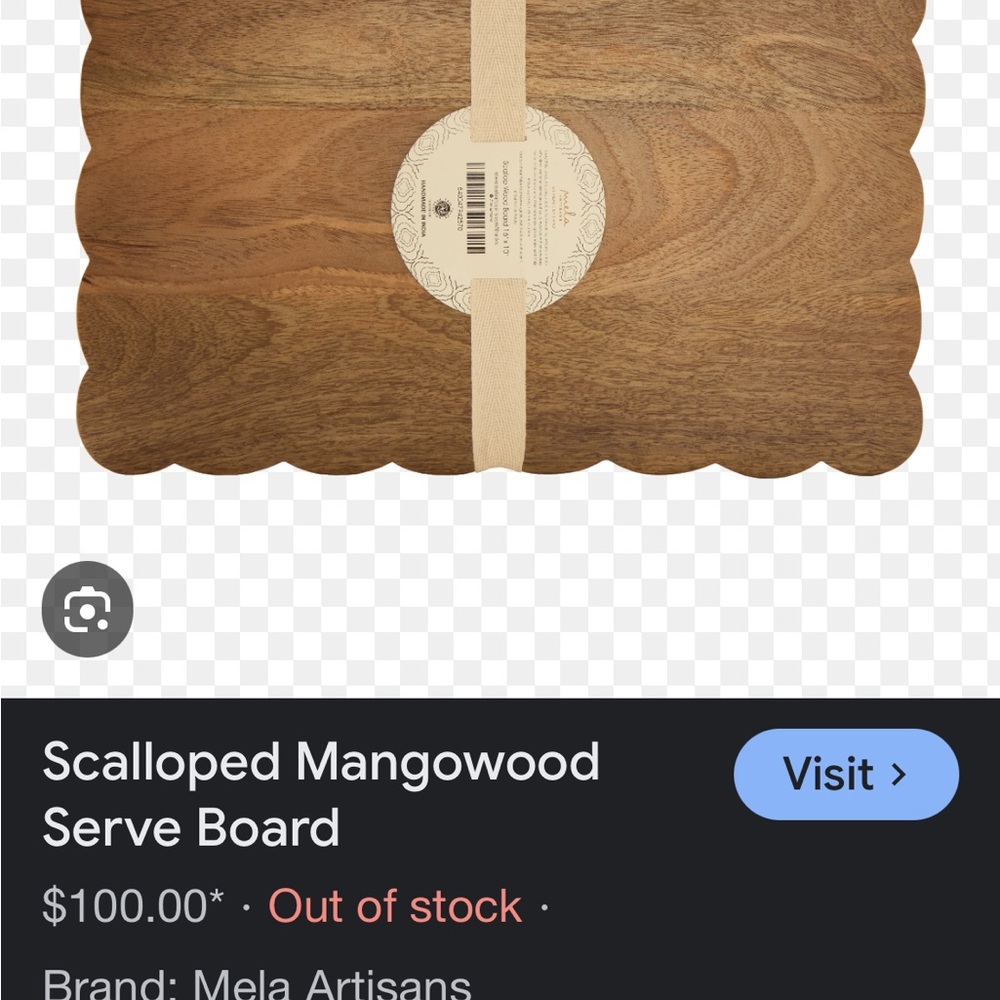 NWT, Scalloped Mangowood Serve Board